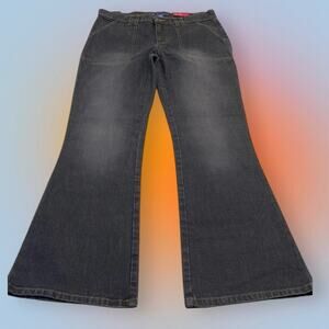 SO Womens 5 Black Stretch Crosshatch Flare Jeans